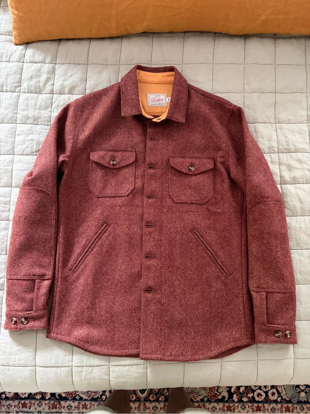 Dehen 1920 Crissman Lightweight Overshirt Shirt Jacket Brick Herringbone Medium